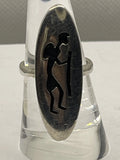 Front VIew of the Vintage Native American Hopi Silversmith Tony Kyasyousie Kokopelli Sterling Silver Ring