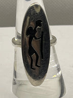 Front VIew of the Vintage Native American Hopi Silversmith Tony Kyasyousie Kokopelli Sterling Silver Ring