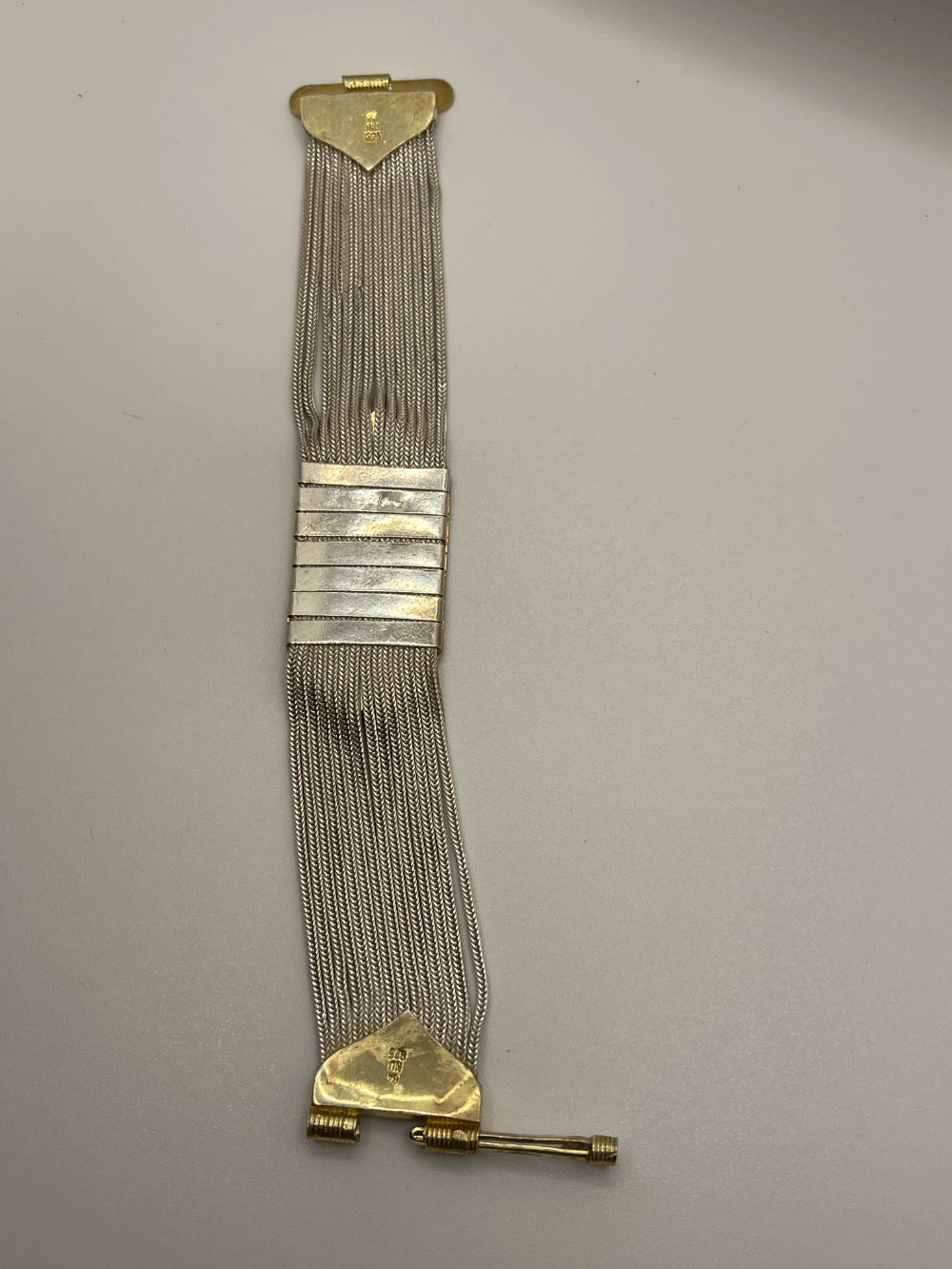 Back of thhe Vintage Demi-Parure Turkish 84 NU 925 Silver Woven Foxtail Necklace Bracelet