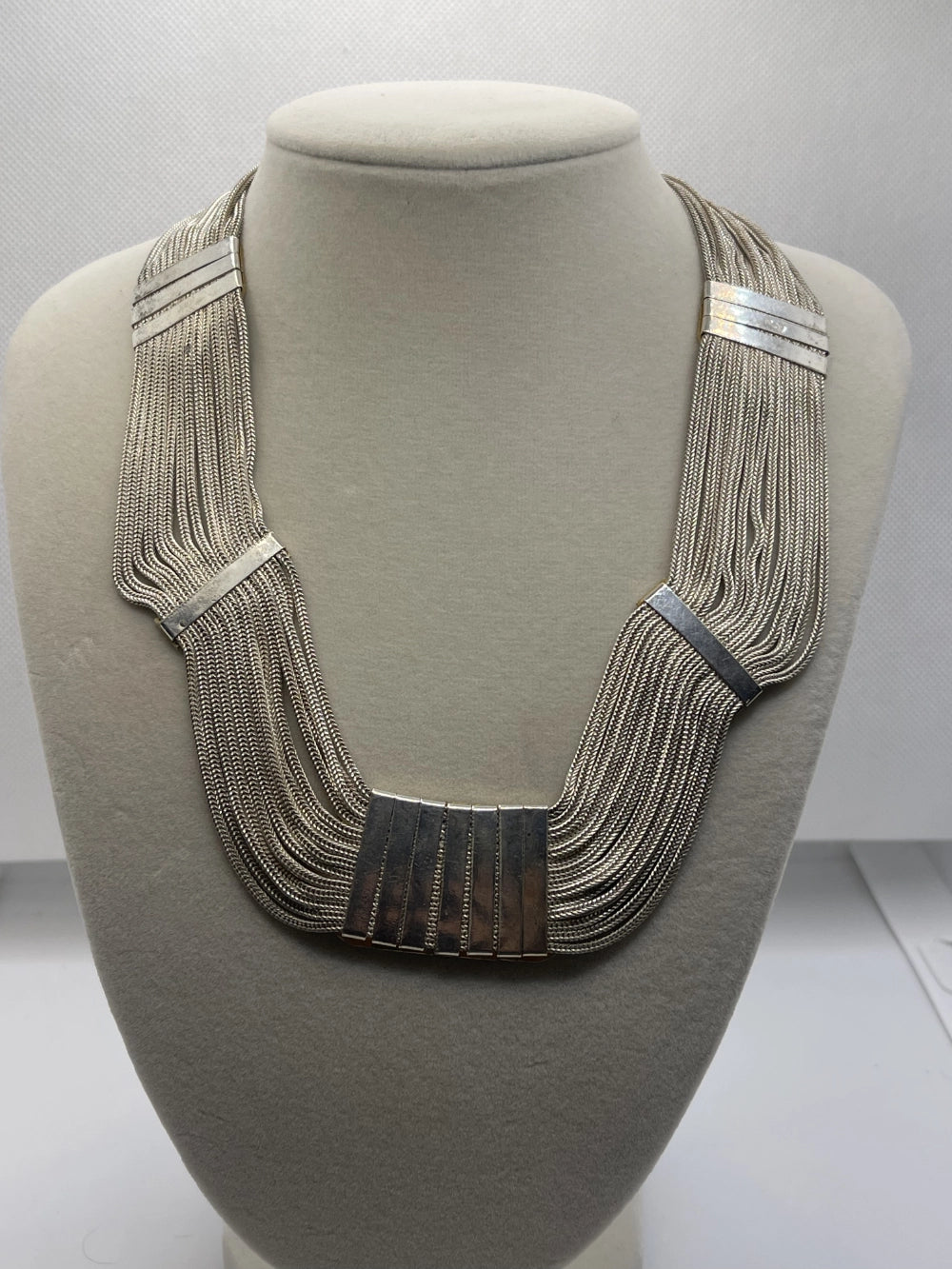 Back View of the Vintage Demi-Parure Turkish 84 NU 925 Silver Woven Foxtail Necklace