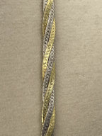 Closeup of a Vintage FAS Two-Tone Sterling Silver Gold Vermeil Twisted Herringbone 17" Link Chain Necklace