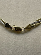 Vintage FAS Two-Tone Sterling Silver Gold Vermeil Twisted Herringbone 17" Link Chain Necklace