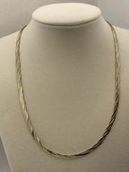 Vintage FAS Two-Tone Sterling Silver Gold Vermeil Twisted Herringbone 17" Link Chain Necklace