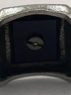 Closeup of Back of Vintage Vargas "J" Monogrammed Sterling Silver Signet Ring