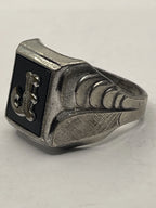 Side View of the Vintage Vargas Manufacturing Company "J" Monogrammed Sterling Silver Signet Ring