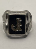 Front View of the Vintage Vargas Manufacturing Company "J" Monogrammed Sterling Silver Signet Ring