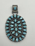 Vintage Veronica Martza Silver Zuni Needlepoint Turquoise Pendant