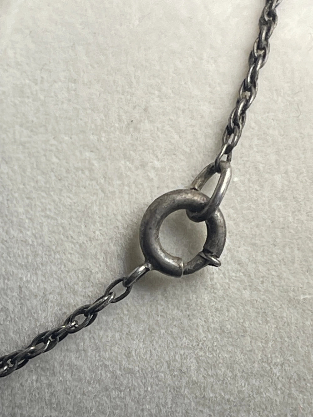 Clasp of the Vintage Lang Fisher Sterling Silver Loop Cross Pendant Necklace