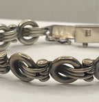 Closeup of Vintage Zina 925 Sterling Silver Modernist Link Chain Bracelet
