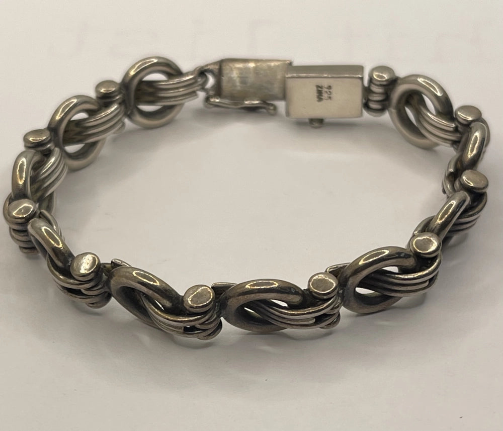 Vintage Zina 925 Sterling Silver Modernist Link Chain Bracelet