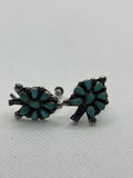 Vintage Zuni Pueblo Petit Point Turquoise Screwback Earrings