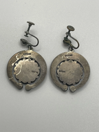 Back VIew of the Vintage Zuni Turquoise Flower Earrings