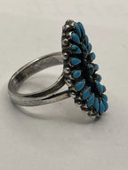 Side VIew of the 925 Silver Zuni Style Turquoise Cluster Ring
